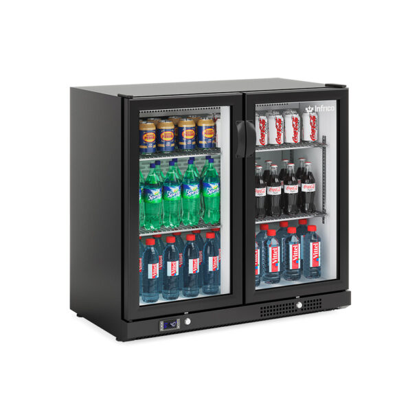 Expositor refrigerado horizontal altura 850 mm. ERV Series pivotante con 3 puertas de cristal ERV35SH INFRICO