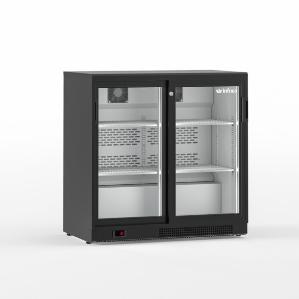 Expositor refrigerado horizontal altura 920 mm. ERV Series ce capacidad de 220 con puertas correderasERV25CINFRICO