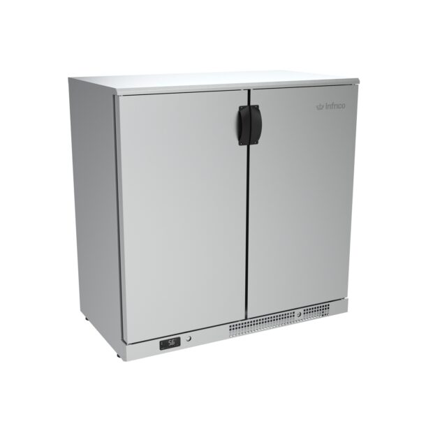 Expositor refrigerado horizontal en inox altura 920 mm. ERV Series de acero inoxidable interior y exterior con puerta plana ERV25PPII INFRICO