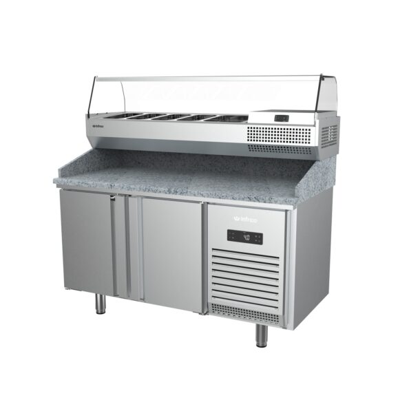 Series GN1/1 700 de 1490mm altura 830/1417 Encimera Granito y vitrina tapas superior incorporadaMPG1490INFRICO