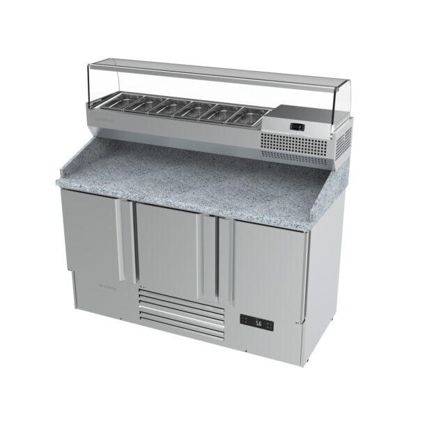 Series GN1/1 978x700 altura 890 con encimera para bandejas con tapa, cubetas 3 de 1/6 y 1 de 1/3ME1000BANINFRICO