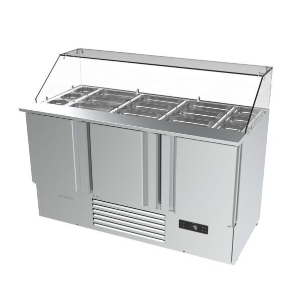 Series GN1/1 1460x700 altura 865/1125 encimera kebab, cubetas y protector, cubetas 9 de 1/3 y 6 de 1/6ME1003KBINFRICO