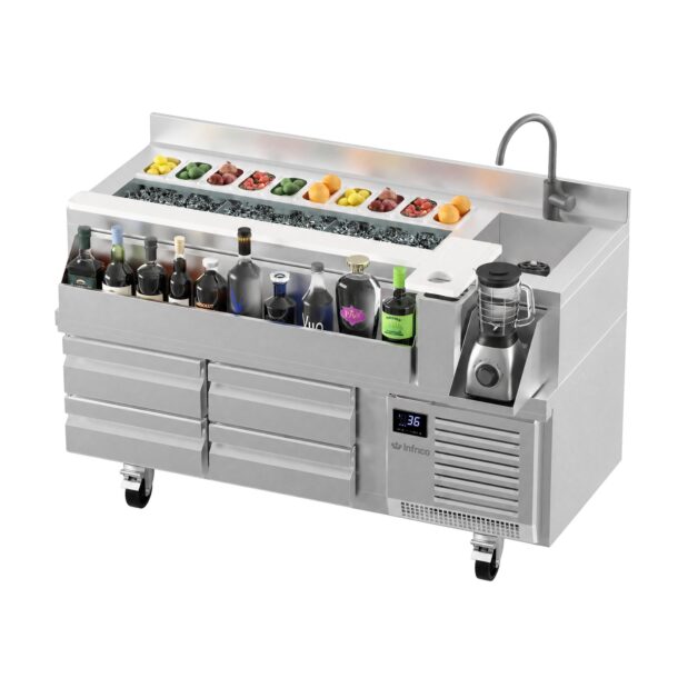 Mesa Cocktelera Bar Station Series con base refrigeración Series GN1/1 700 de 1600mm altura 1059BST1600RINFRICO