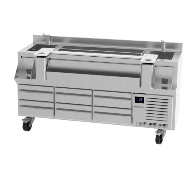 Mesa Cocktelera Bar Station Series con base refrigeración Series GN1/1 700 de 2000mm altura 1059 BST2000R INFRICO