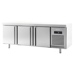 Mesa refrigeración euronorma 600 x 400 puerta de cristal Series 800 de 1620 mm altura 850 con puertas ambos ladosMR1620PDCINFRICO