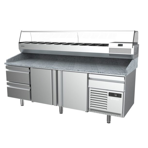 Mesa refrigerada pizza Serie MP 800 de 2300mm con zona neutraMP2300CNINFRICO