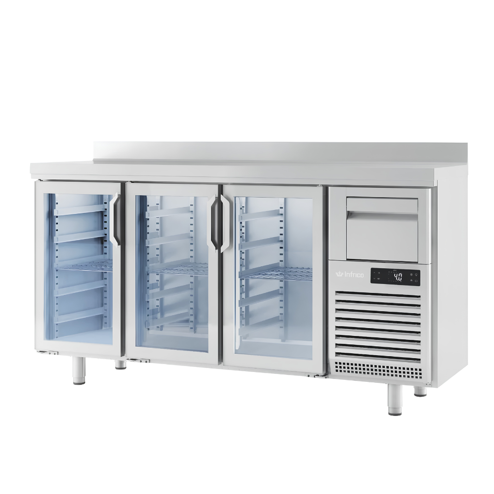 [202640136] Frente mostrador refrigerado Serie FMPP de 2500mm altura 1050 con puerta de cristal FMPP2500CR INFRICO