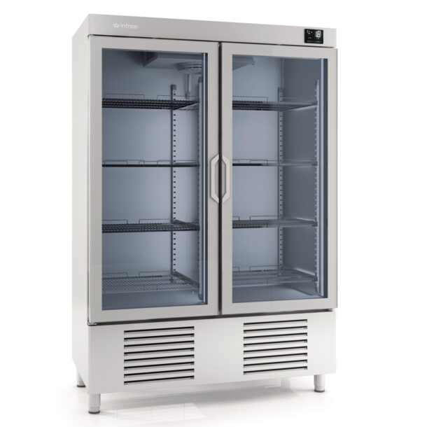 Armario expositor congelación NACIONAL 500/1000L Series baja temperatura con puerta de cristal AN1002BTCR INFRICO