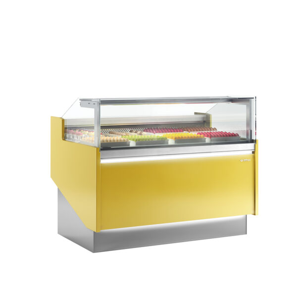 Vitrina expositora para pastelería serie Lyon para chocolates 1250mm. Serie Cristal Bajo InoxVLY12IBINFRICO