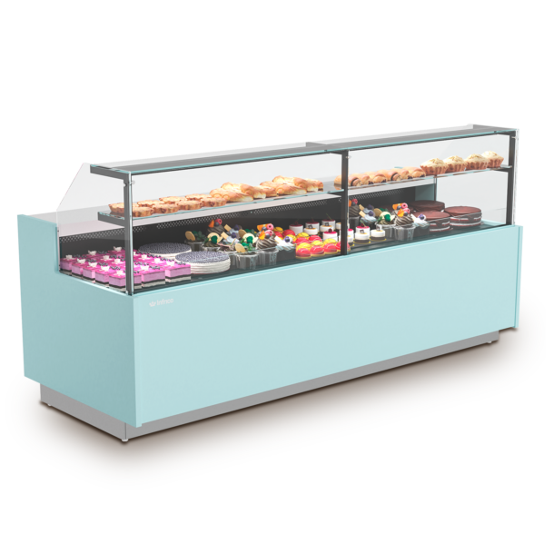 Vitrina expositora frío ventilado modular para cafeteria, panadería y pastelería con reserva serie Magnus 1875mm.G/IncorporadoVMG18RUINFRICO