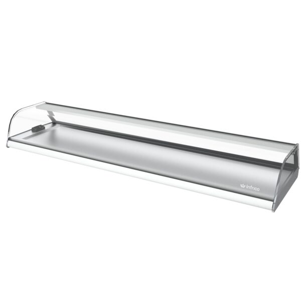 Expositor de barra y platos serie VEP - VEB. Serie cristal curvo de 1541mm VEB8CC INFRICO