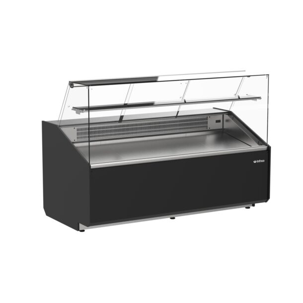 Vitrina expositora estática. Serie VJU plata 2506mm cristal plano VJU18P INFRICO
