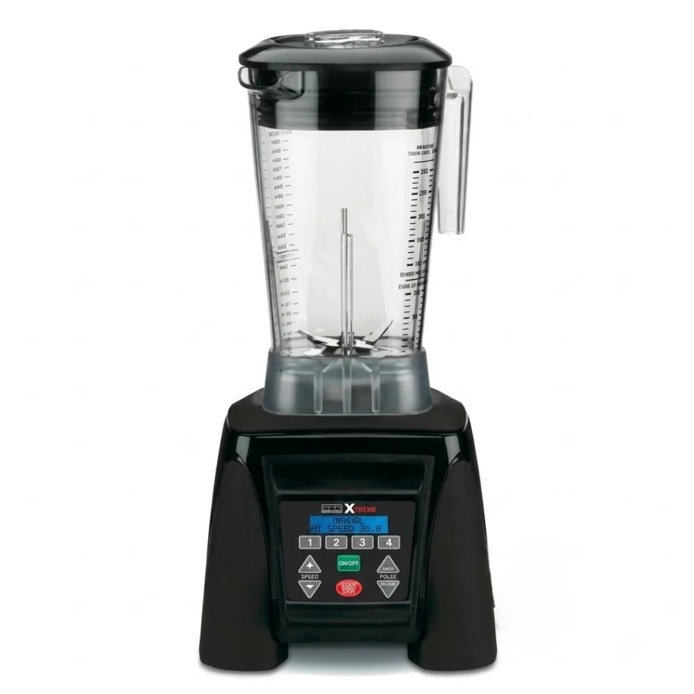 Vaso de policarbonato irrompible
Control KeyPad, con 4 posiciones reprogramables
Capacidad de 64 oz. con cuchillas de Acero Inox
Pantalla LCD azul retroiluminada
Operación a 120 V / 1560 W / 13 A / 60 Hz, 1 HP MX1300XTX WARING