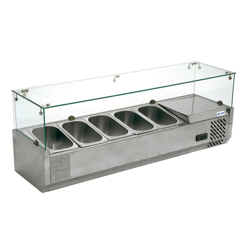 [100712] Vitrina Refrigerada Horizontal para Ensaladas y Pizza 5 Insertos 120 cm RT-1200L MIGSA