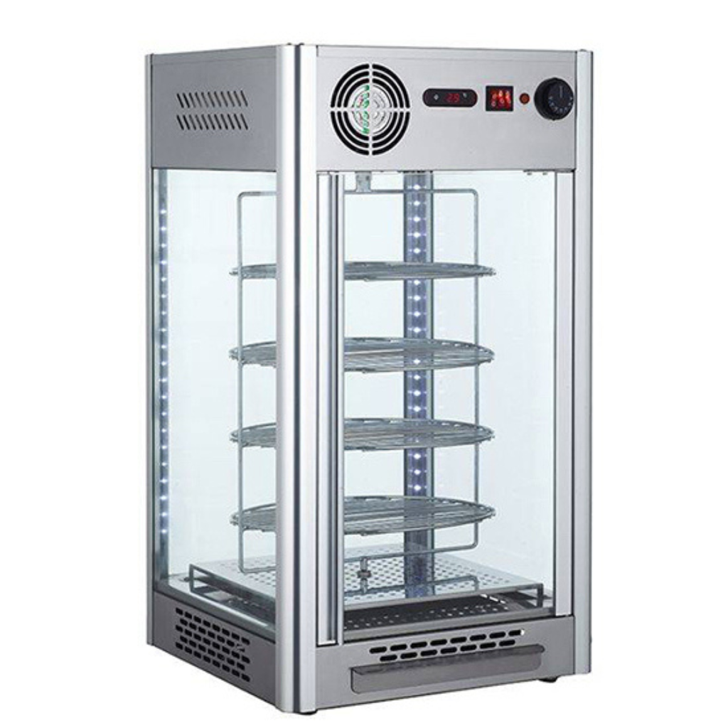 Exhibidor y Calentador de Pizza con Humedad y Parrillas Giratorias 60 cm RTR-158L MIGSA
