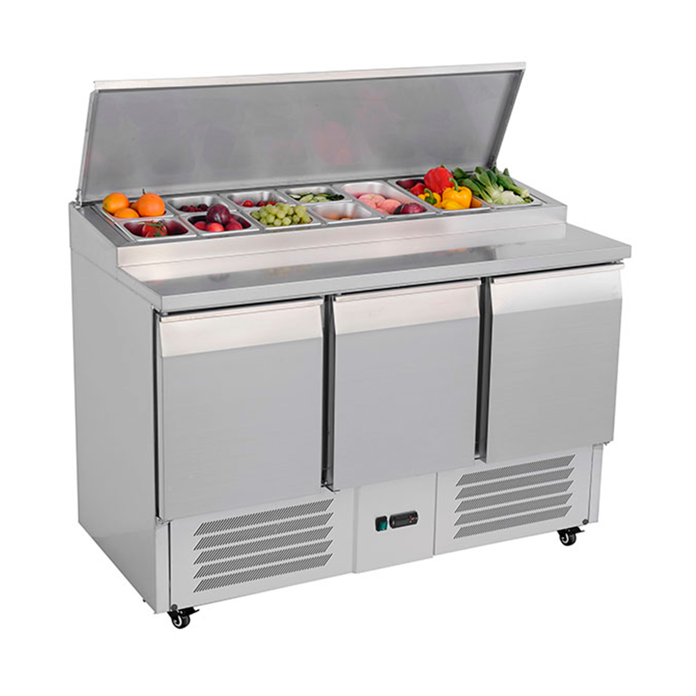 [100766] Mesa Refrigerada para Preparación de Ensaladas 3 Puertas 136 cm S903 MIGSA