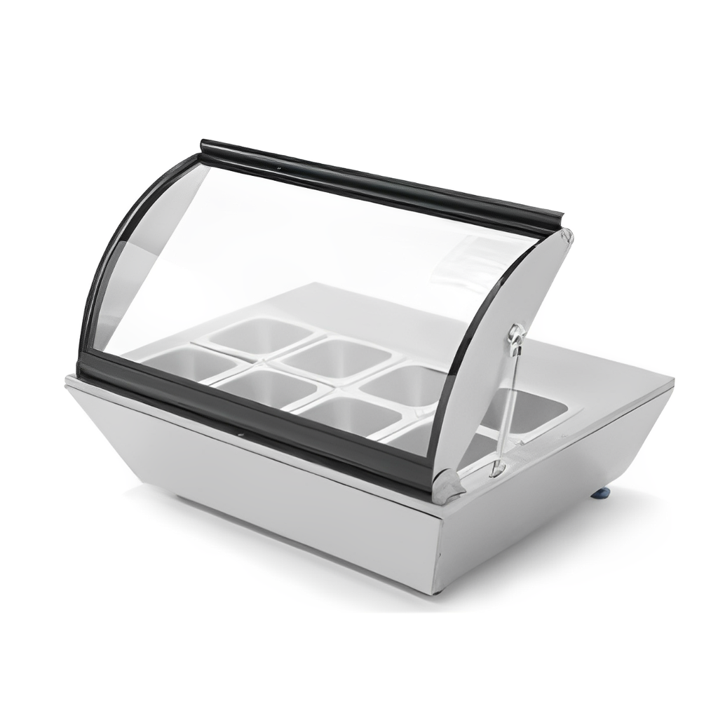 [101340] Base Caliente Eléctrica De 8 Insertos De Sobre Mesa Con Tapa RTR-67L MIGSA