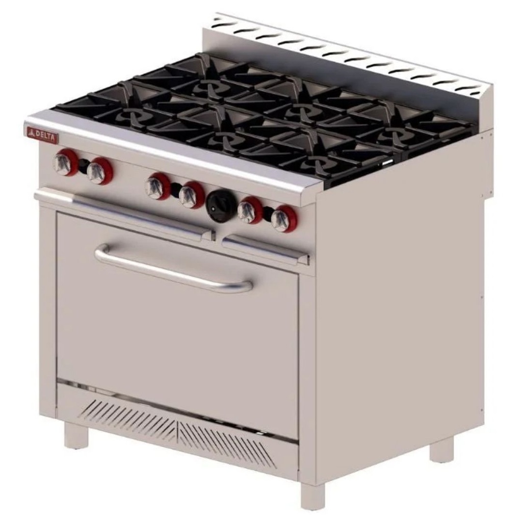 [11112040] Estufa 6 Quemadores 36" Acero Inox H-6 TOP DELTA