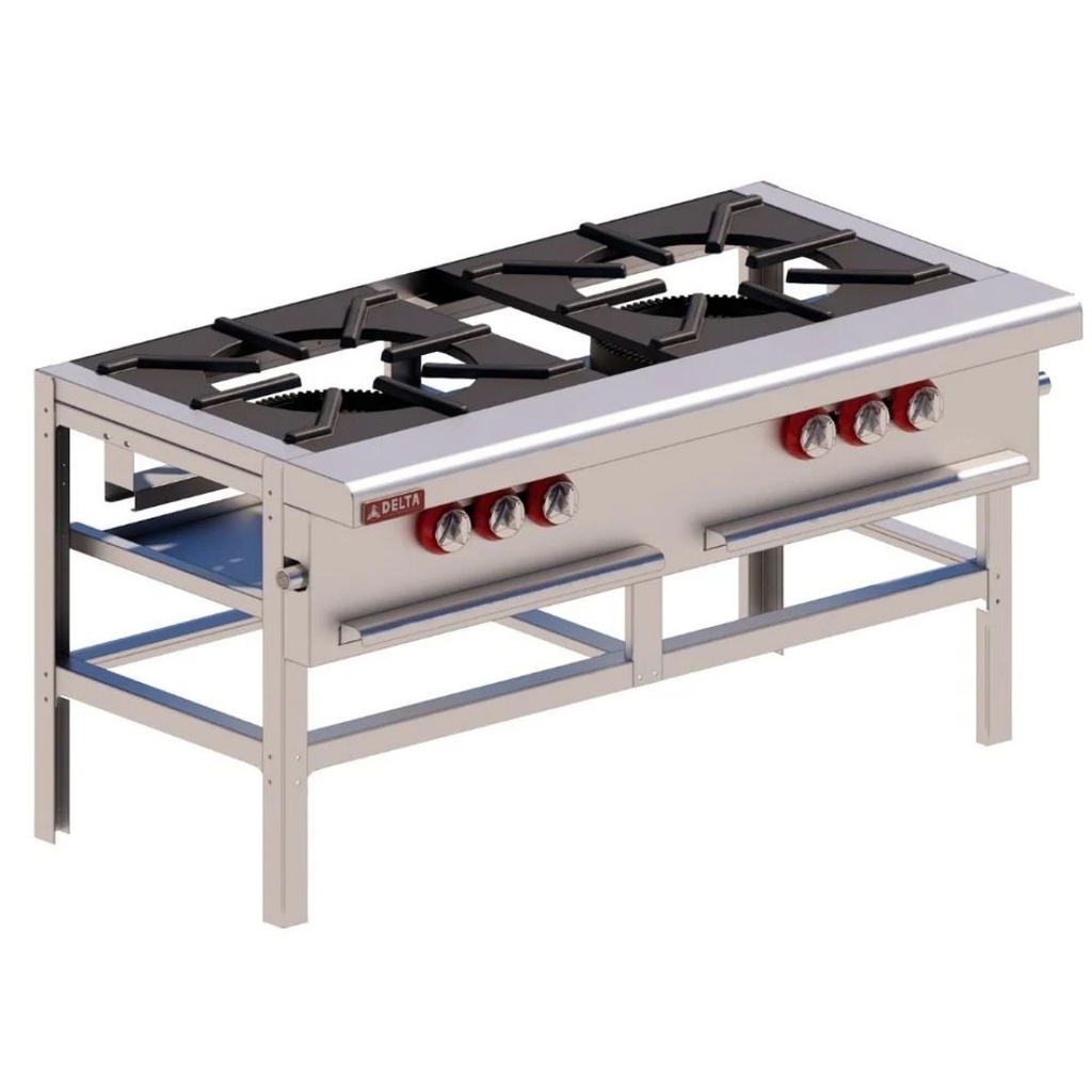 [11112045] Estufón Doble 2 Quemadores Triple Acero Inox y Aluminizado IE-2 MIX DELTA