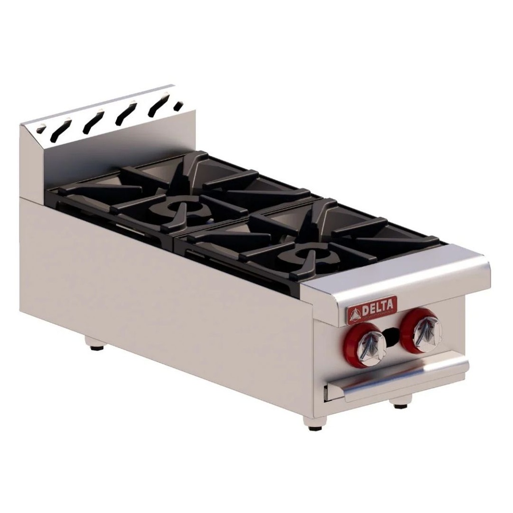 [11112015] Parrilla 2 Quemadores Abiertos 12" Acero Inox y Aluminizado 1-2-V MIX DELTA