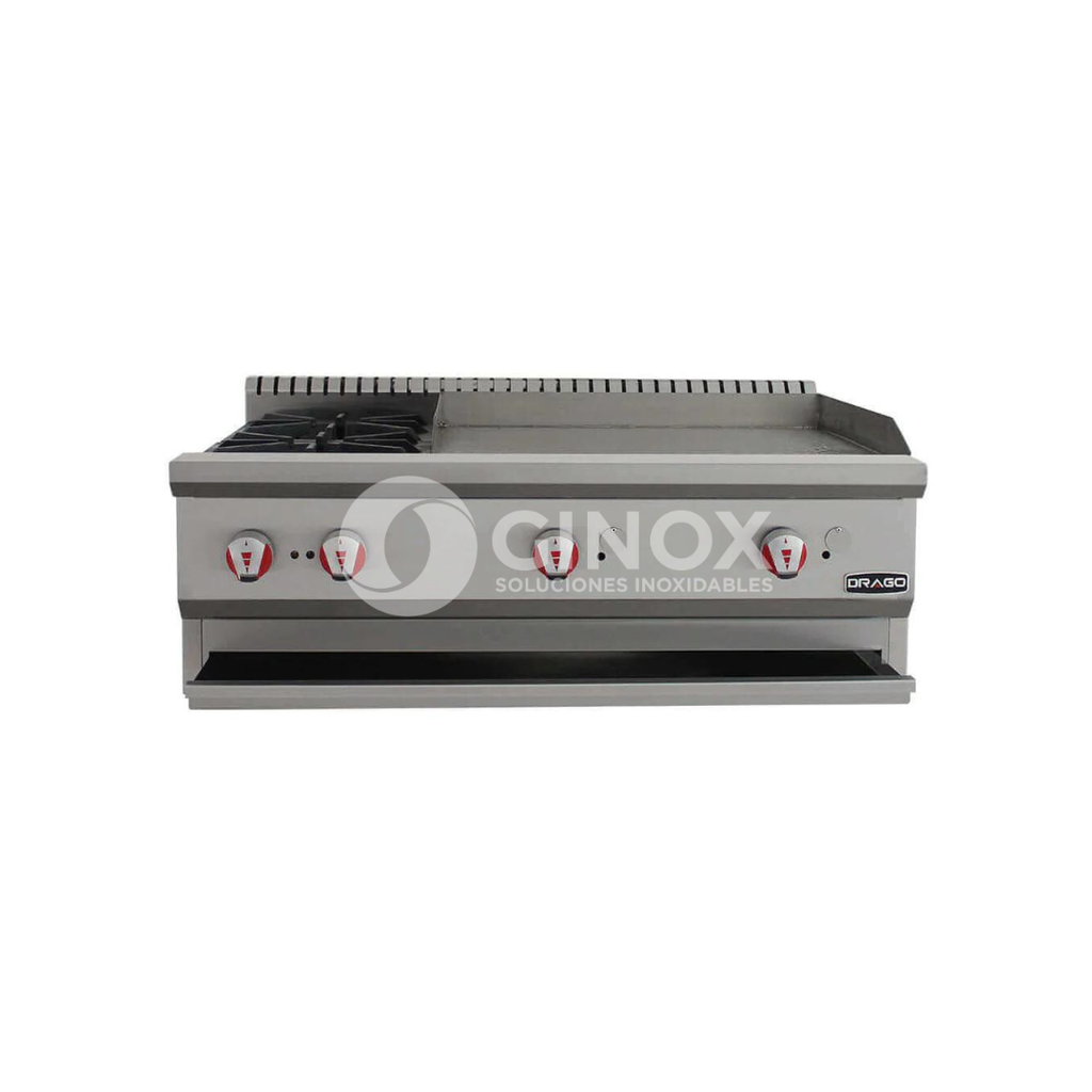 [102925] Parrilla Combinada con Plancha + Parrilla de 2 Quemadores CG-20PD DRAGO