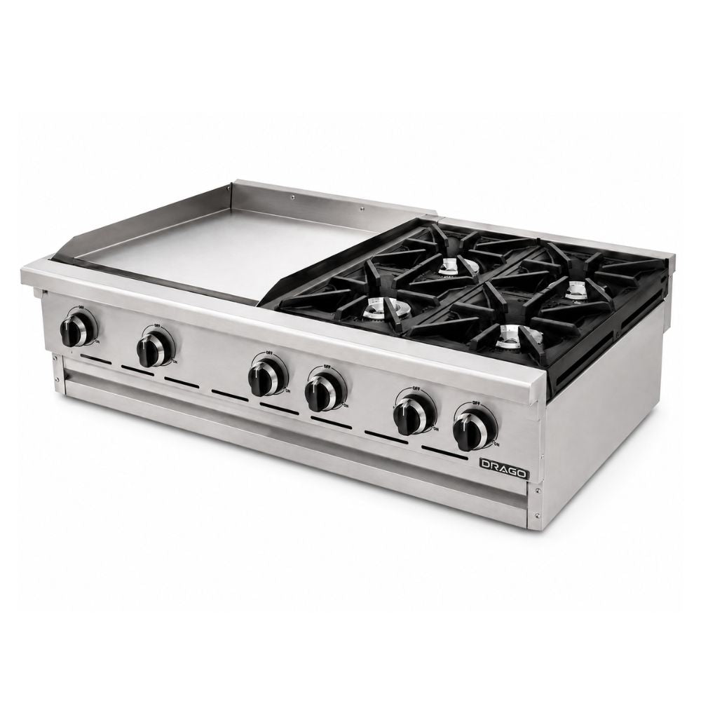 [102926] Parrilla Combinada con Plancha + Parrilla de 4 Quemadores CG-40PD DRAGO
