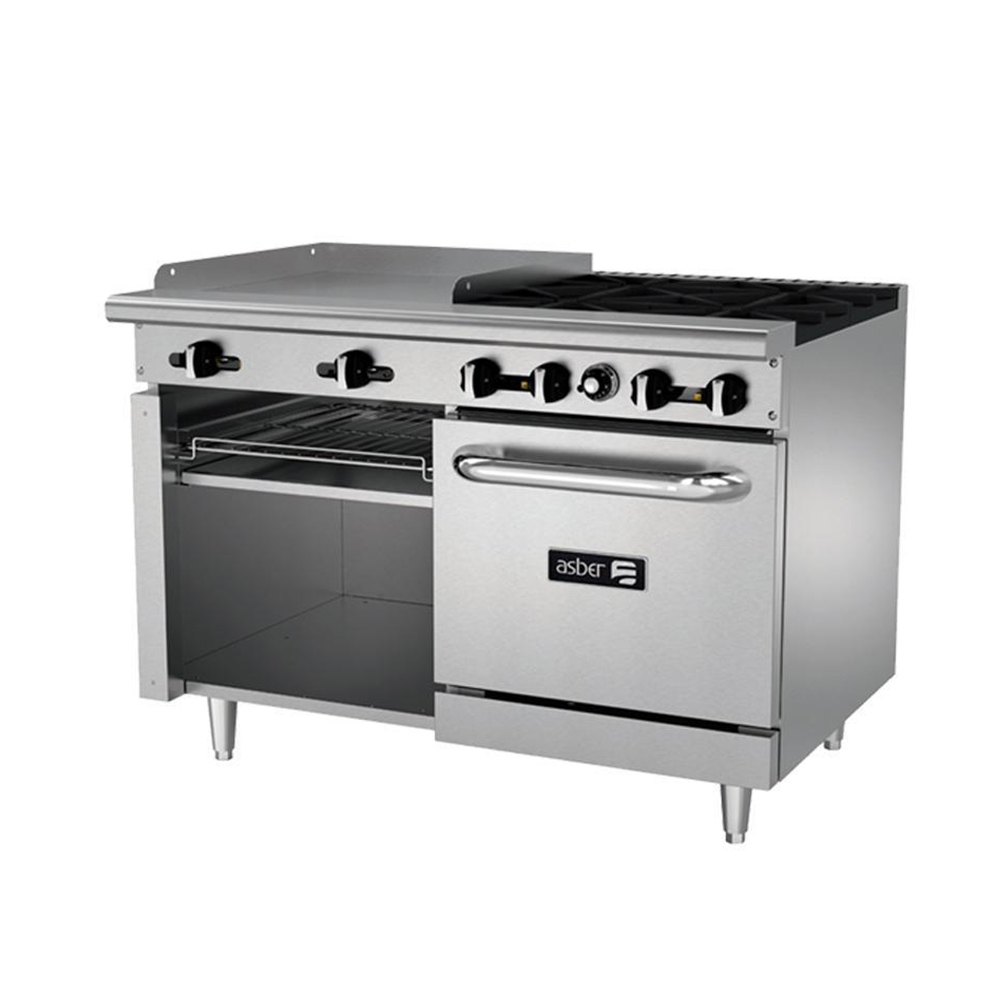 [100007] Estufa Multiple Industrial 4 Quemadores, Plancha, Gratinador y Horno AEMR-G24-B4-48-H ASBER
