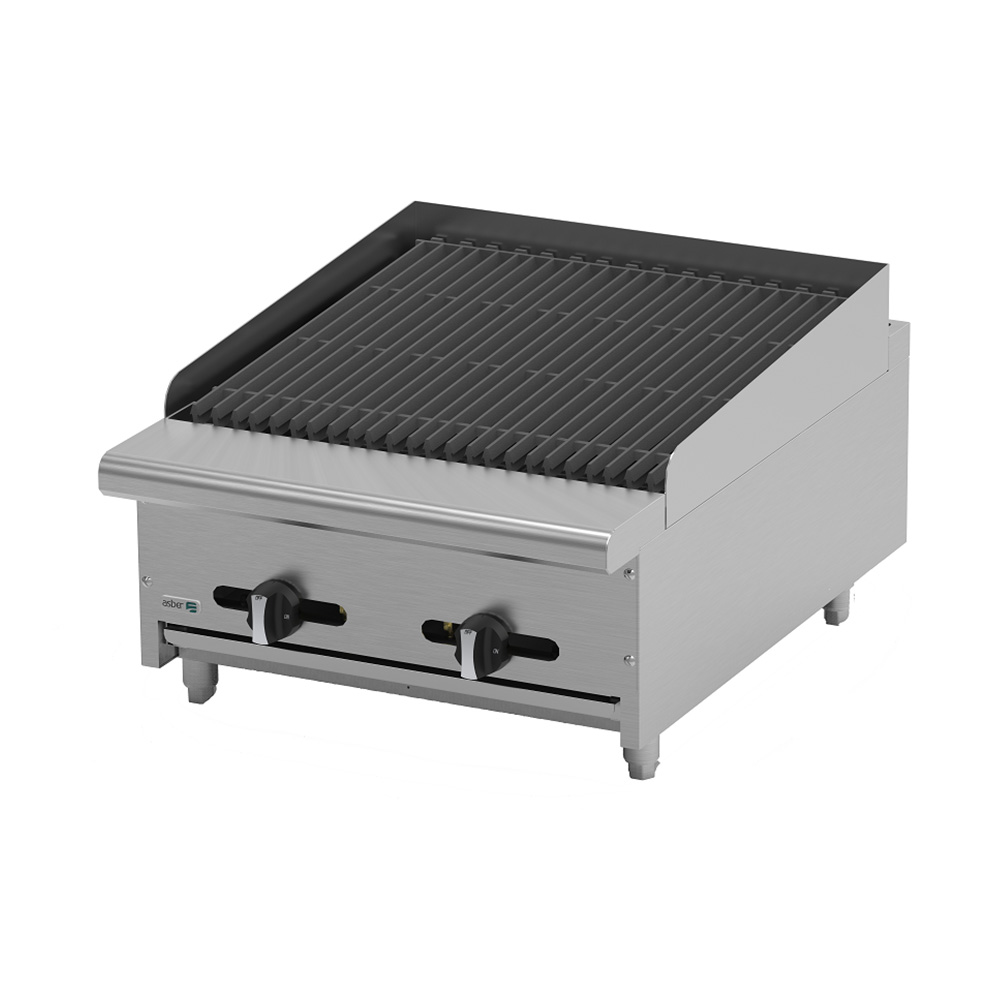 [100026] Asador Industrial a Gas Piedra Volcanica 24" 2 Quemadores AECRB-24 ASBER