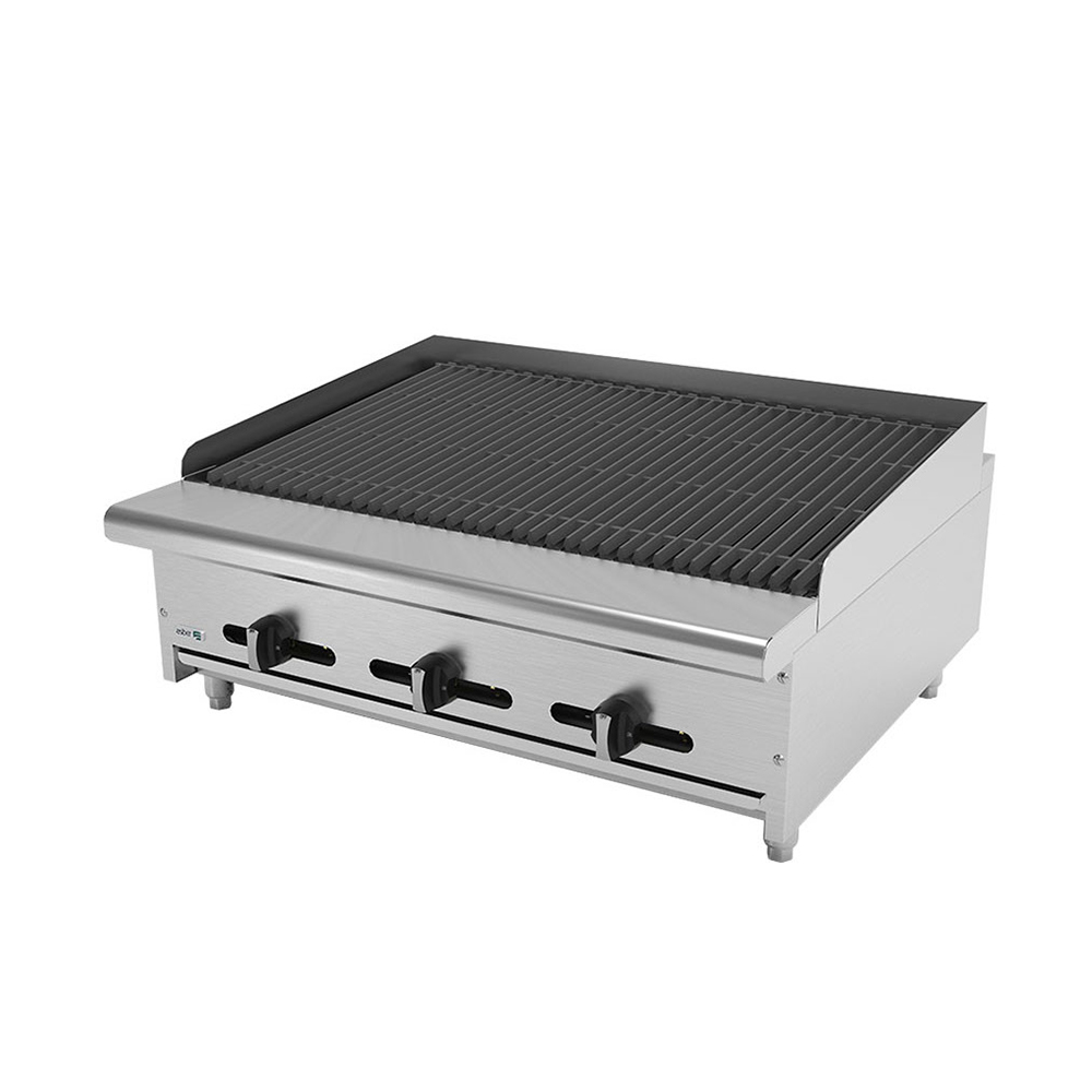 [100027] Asador Industrial a Gas Piedra Volcanica 36" 3 Quemadores AECRB-36 ASBER