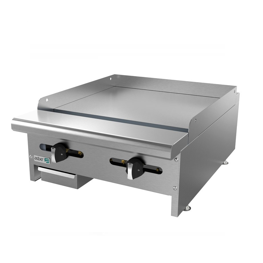 [100030] Plancha Industrial 24" 2 Quemadores con Placa de 1.59 cm AEMG-24 ASBER
