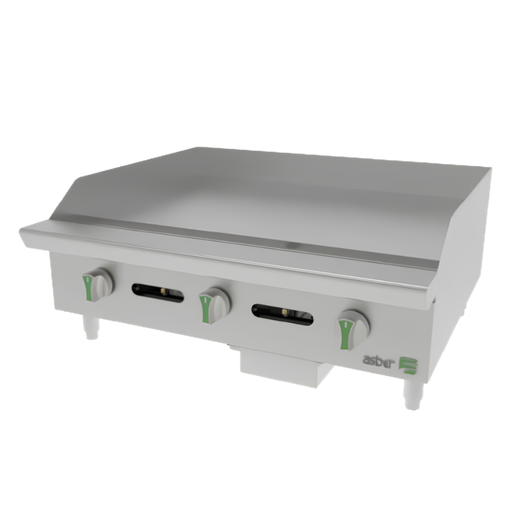 [100032] Plancha Industrial 36" 3 Quemadores con Placa de 1.59 cm AEMG-36 ASBER