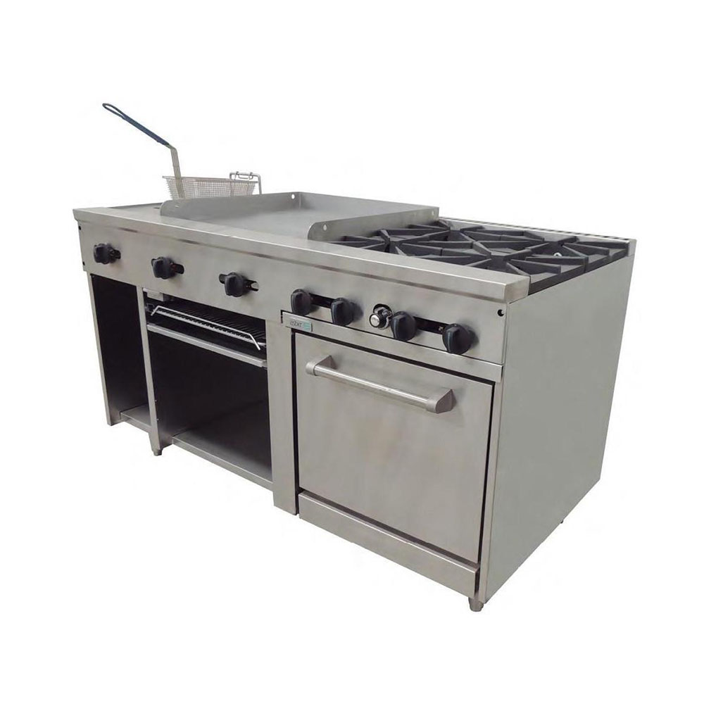 [100071] Estufa Múltiple 4 Quemadores, Plancha, Gratinador, Freidora, Horno AMR-60 ASBER