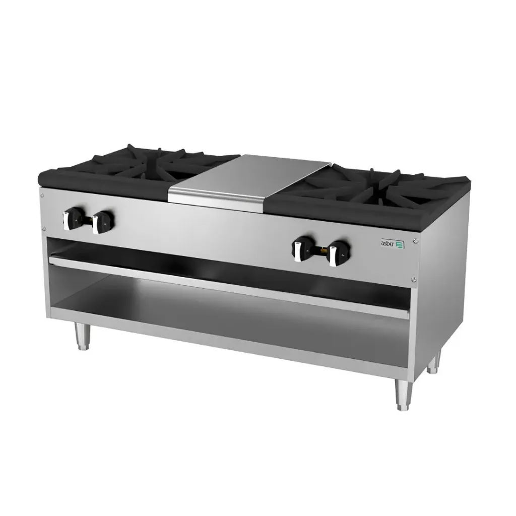 [100074] Estufón de Piso a Gas de 2 Secciones en Acero Inox. AESP-2-4 ASBER
