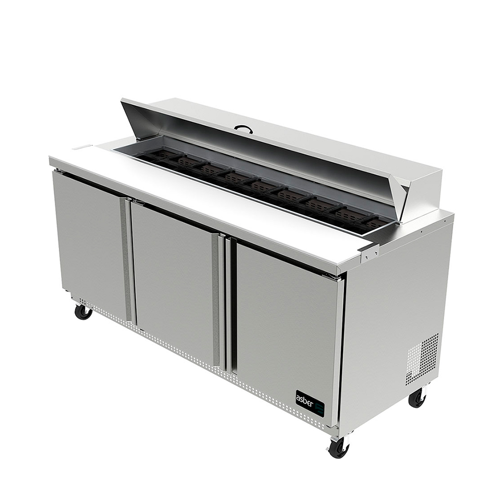 [100115] Mesa Refrigerada de Preparacion de Sandwiches y Ensaladas 3 Puertas 183 cm APTS-72-18 ASBER