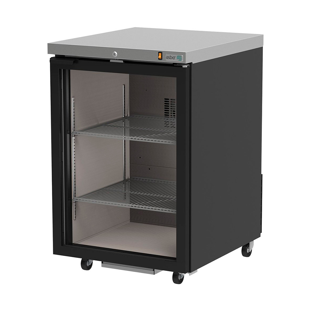 [100162] Refrigerador Contra Barra Vinil Negro 1 Puerta Cristal 62 cm ABBC-23G ASBER