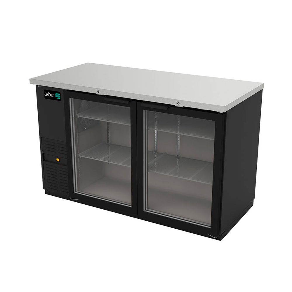 [100163] Refrigerador Contra Barra Vinil Negro 2 Puertas Cristal 152 cm ABBC-58G ASBER