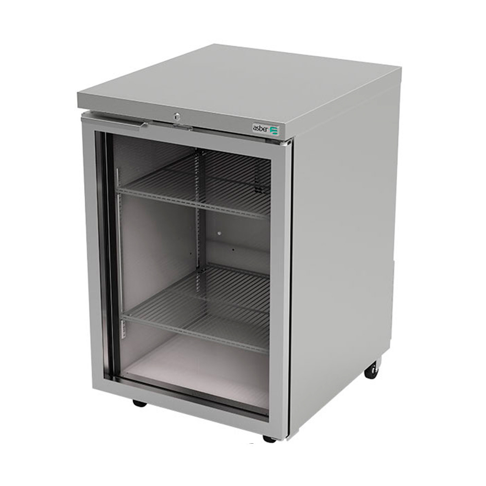 [100170] Refrigerador Contra Barra Acero Inoxidable 1 Puerta Cristal 62 cm ABBC-23-SG ASBER