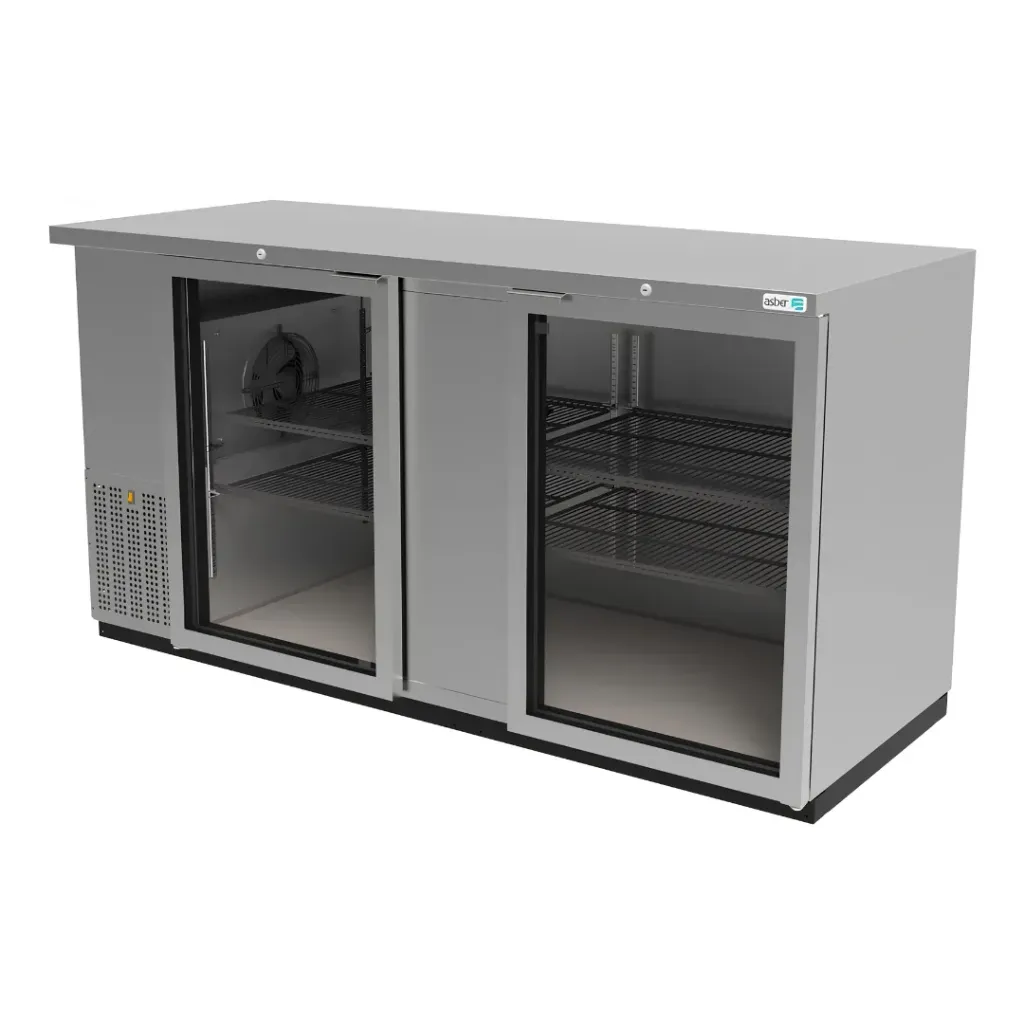 [100172] Refrigerador Contra Barra Acero Inoxidable 2 Puertas Cristal 177 cm ABBC-68-SG ASBER