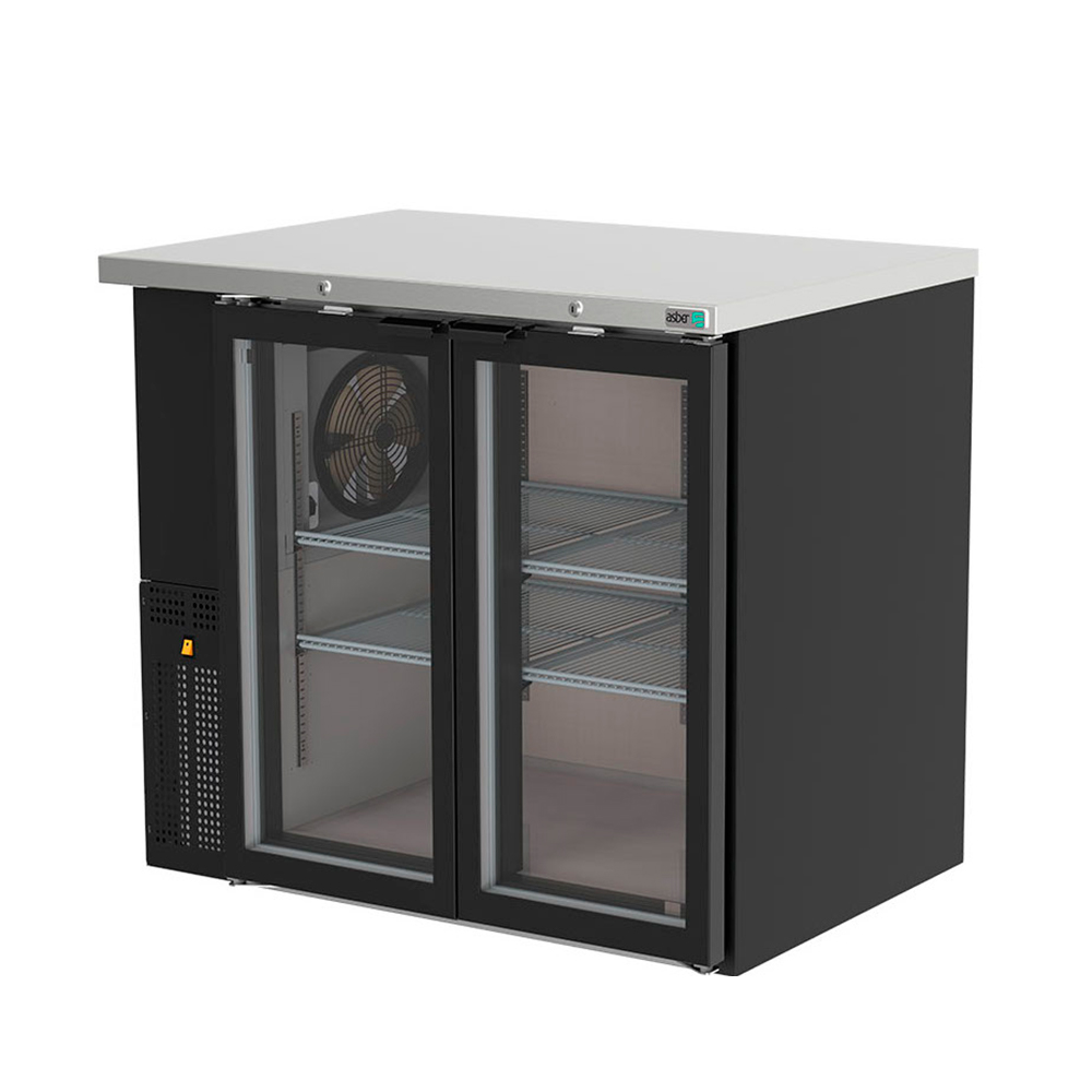 [100179] Refrigerador Contra Barra Vinil Negro Slim Line Puerta de Cristal ABBC-24-48-G ASBER