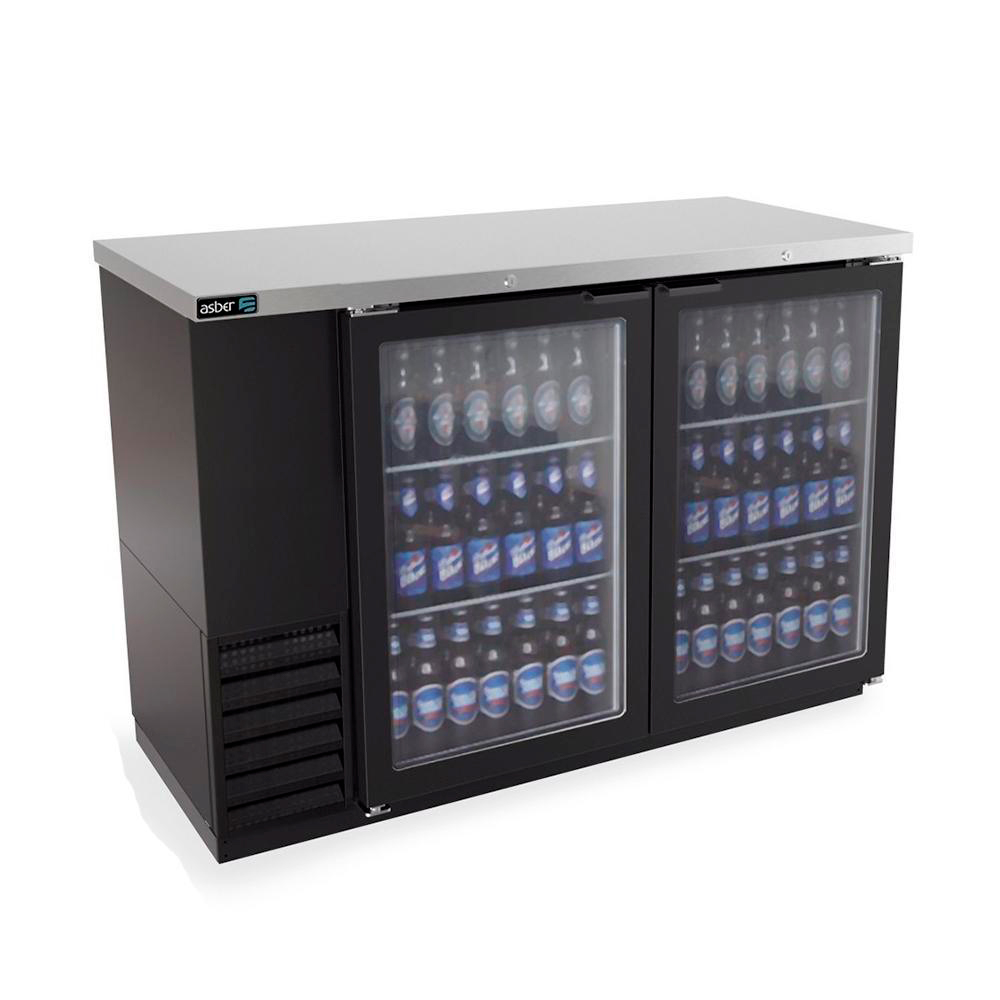 [100180] Refrigerador Contra Barra Vinil Negro Slim Line Puerta de Cristal ABBC-24-60-G ASBER