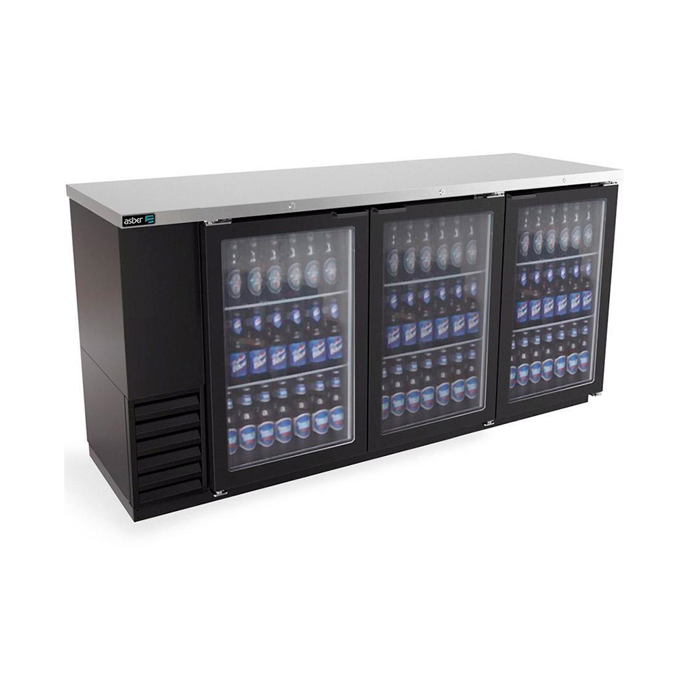 [100181] Refrigerador Contra Barra Vinil Negro Slim Line Puerta de Cristal ABBC-24-72-G ASBER