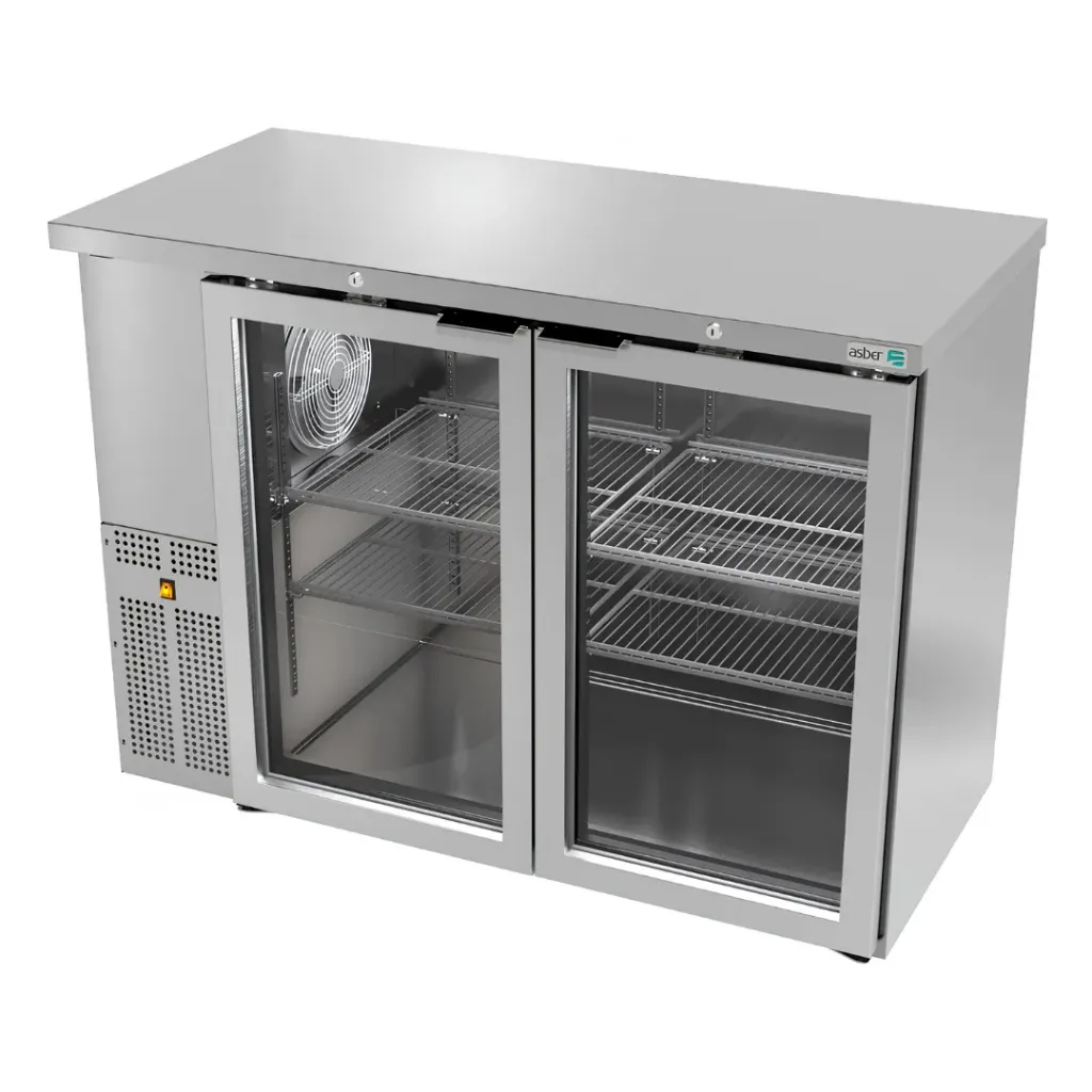 [100187] Refrigerador Contra Barra Acero Inoxidable Slim Line Puerta de Cristal ABBC-24-48-SG ASBER