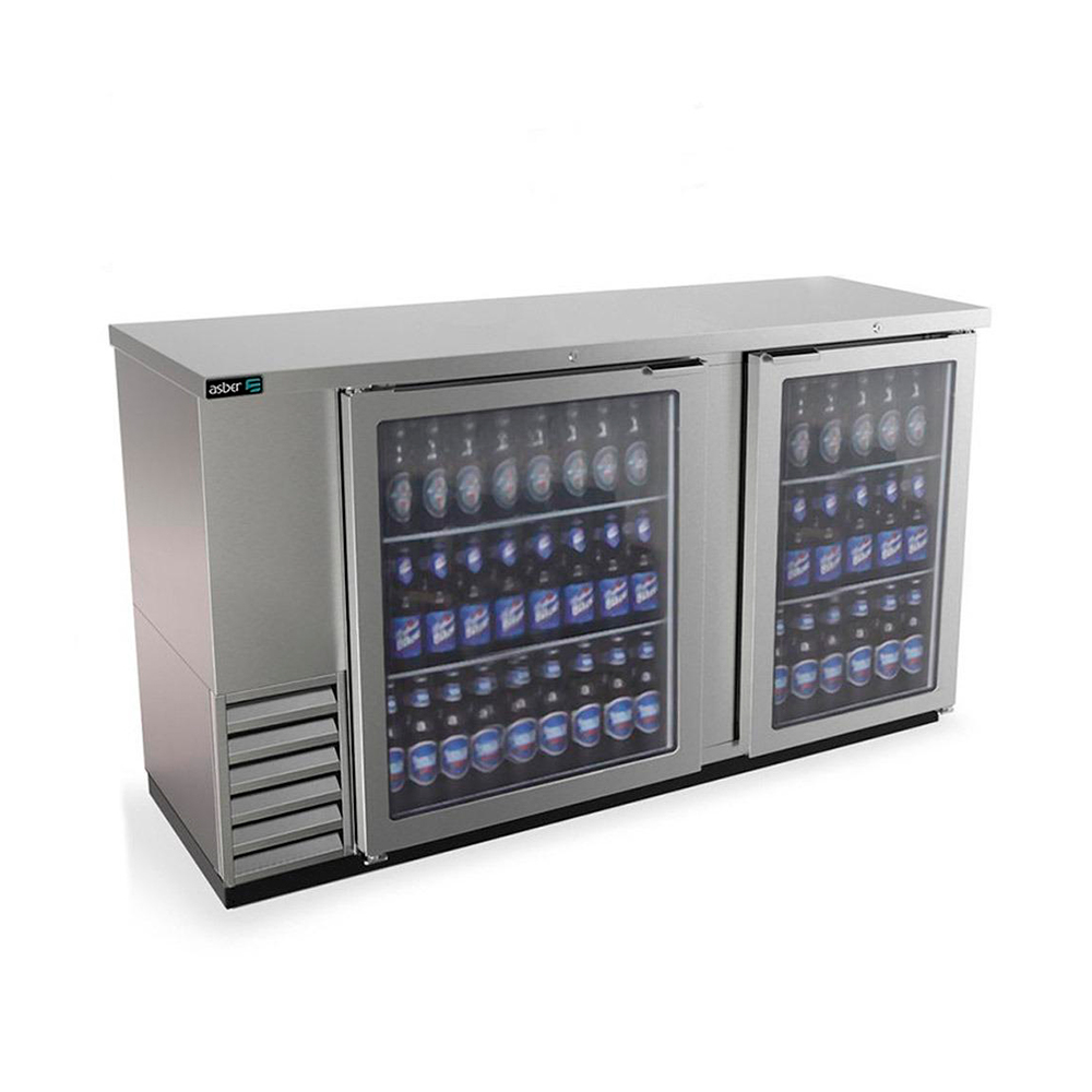 [100188] Refrigerador Contra Barra Acero Inoxidable Slim Line Puerta de Cristal ABBC-24-60-SG ASBER