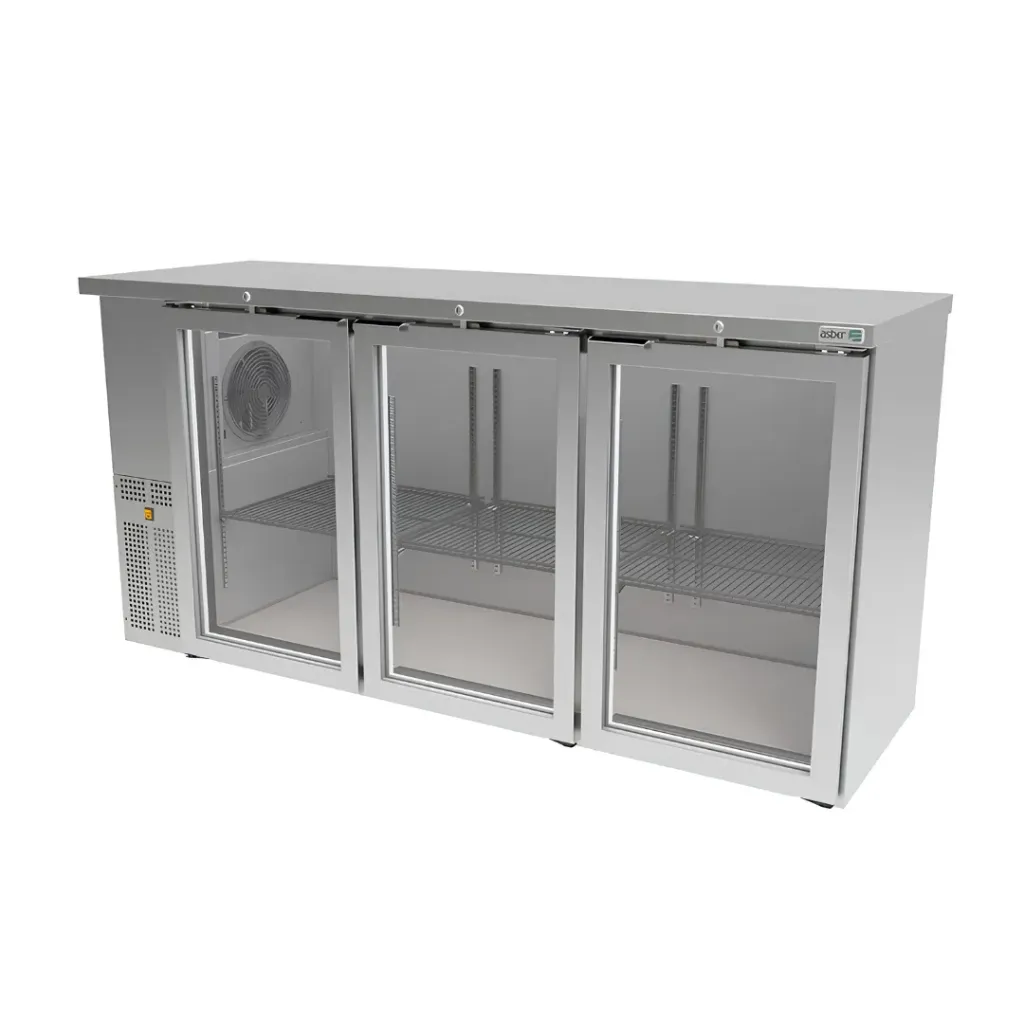 [100189] Refrigerador Contra Barra Acero Inoxidable Slim Line Puerta de Cristal ABBC-24-72-SG ASBER