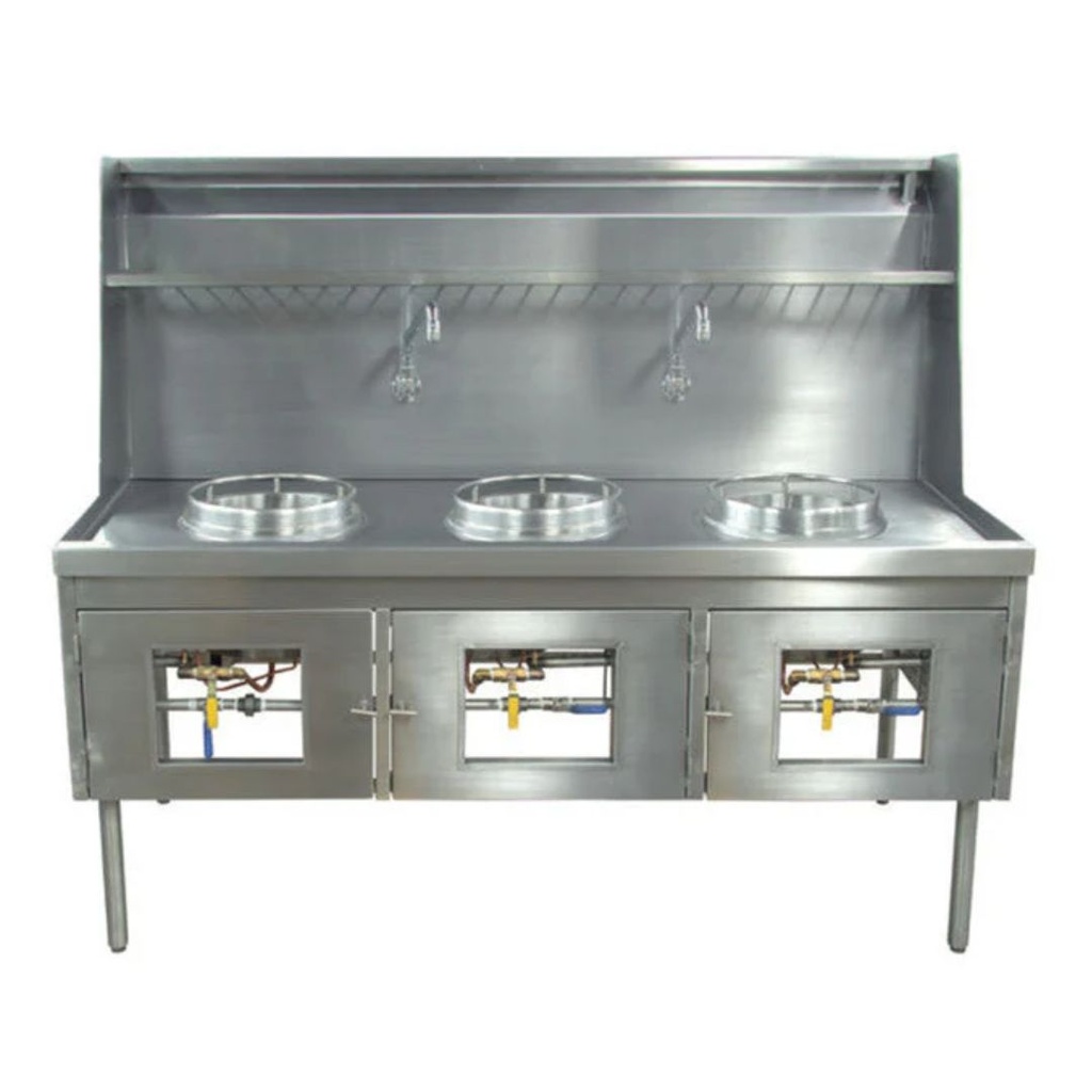 [107502] Estufa wok profesional 3 secciones ZEWOKS-180 SAN-SON