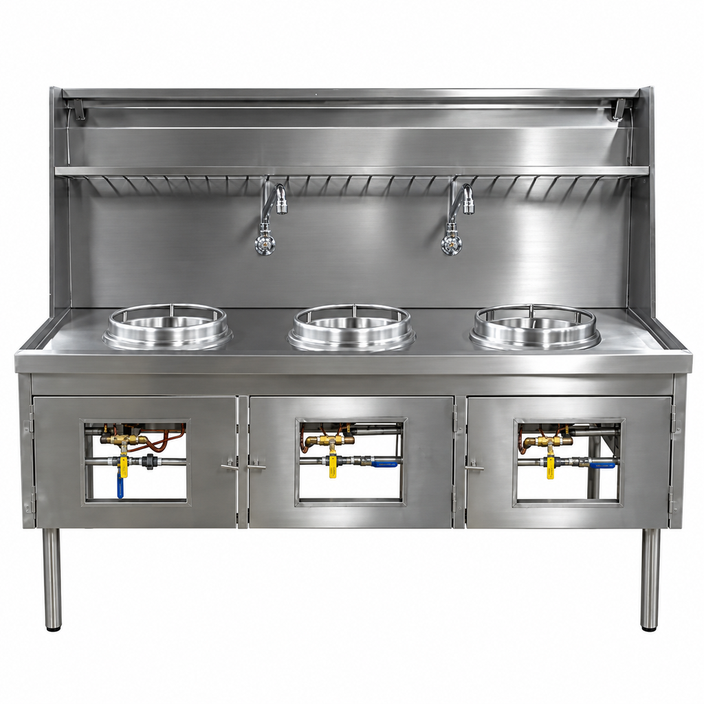 [107502] Estufa wok profesional 3 secciones ZEWOKS-180 SAN-SON