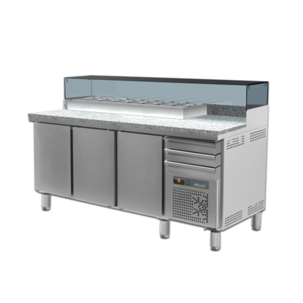 [107123] Mesa pizza con insertos MM-210 granito 110v/60h EFFICOLD