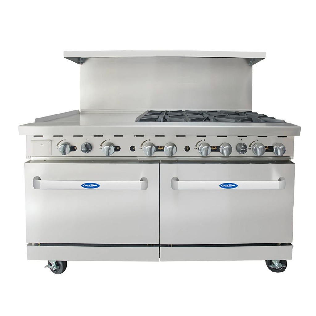 [102518] Estufa 6 quem, 1 pl "der" y 2 hornos: 1.5 m ATO-6B24G COOK RITE