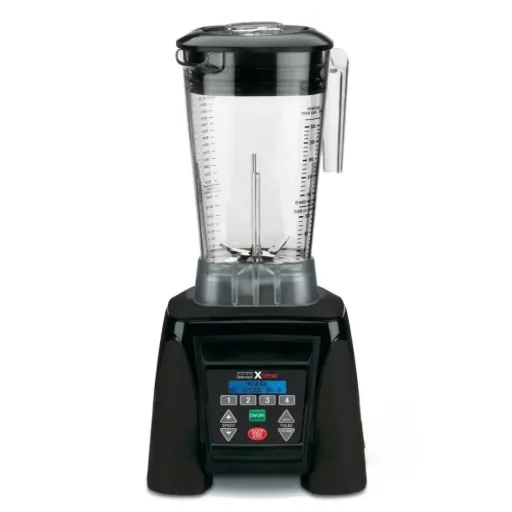 Vaso de policarbonato irrompible
Control KeyPad, con 4 posiciones reprogramables
Capacidad de 64 oz. con cuchillas de Acero Inox
Pantalla LCD azul retroiluminada
Operación a 120 V / 1560 W / 13 A / 60 Hz, 1 HP MX1300XTX WARING