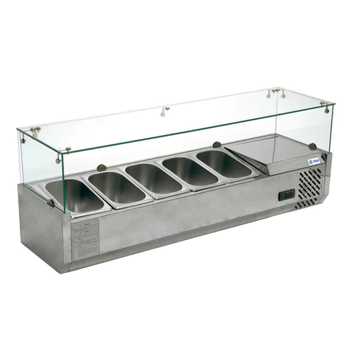 Vitrina Refrigerada Horizontal para Ensaladas y Pizza 5 Insertos 120 cm RT-1200L MIGSA